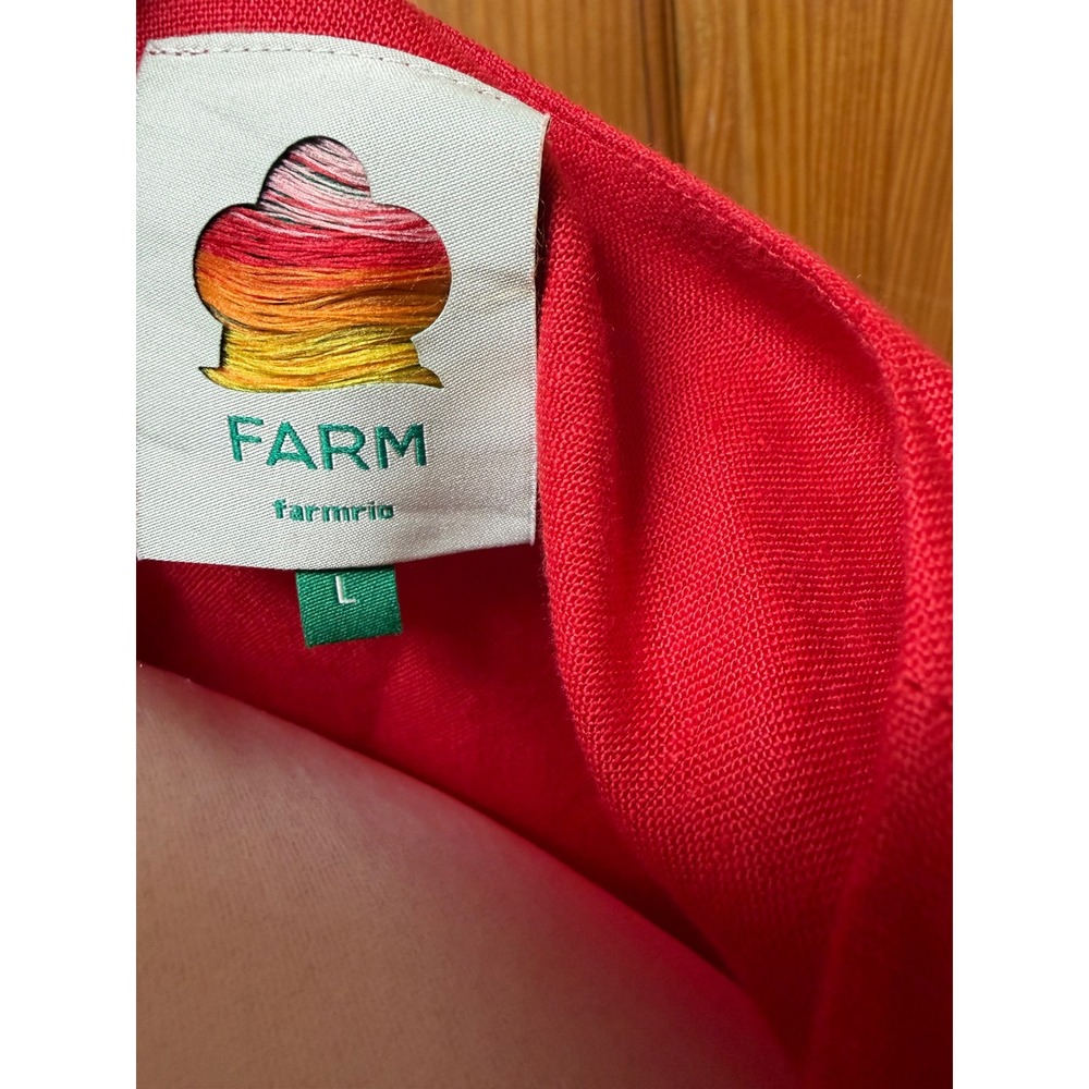 Farm Rio Red 3D Flower Euroflax Premium Linen Maxi Dress Large - Picture 14 of 16